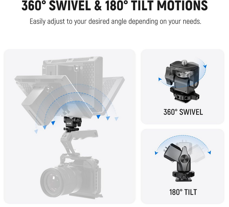 Field Monitor Holder with Cold Shoe Mount, 1/4" Screw for 5" & 7" Monitor Compatible with Atomos Ninja V, 360° Swivel 180°