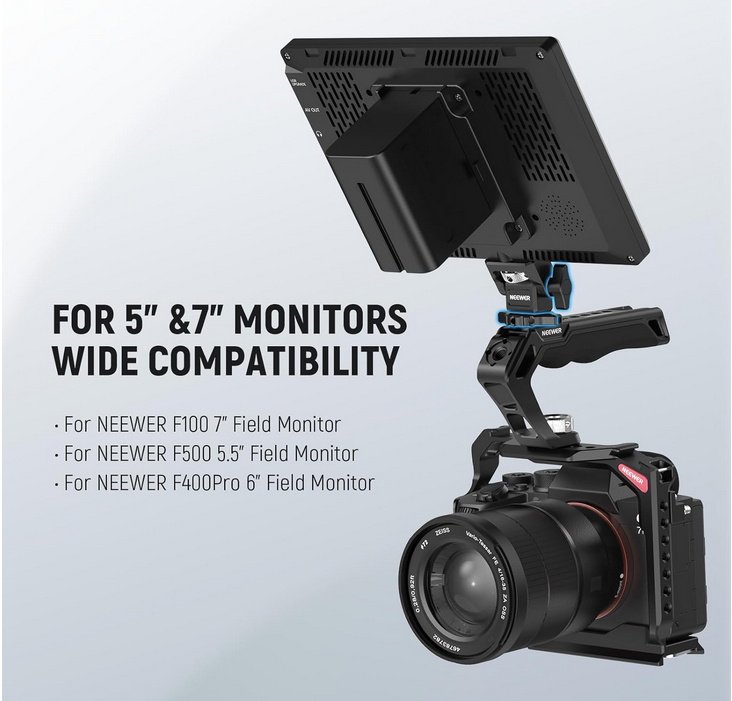 Field Monitor Holder with Cold Shoe Mount, 1/4" Screw for 5" & 7" Monitor Compatible with Atomos Ninja V, 360° Swivel 180°